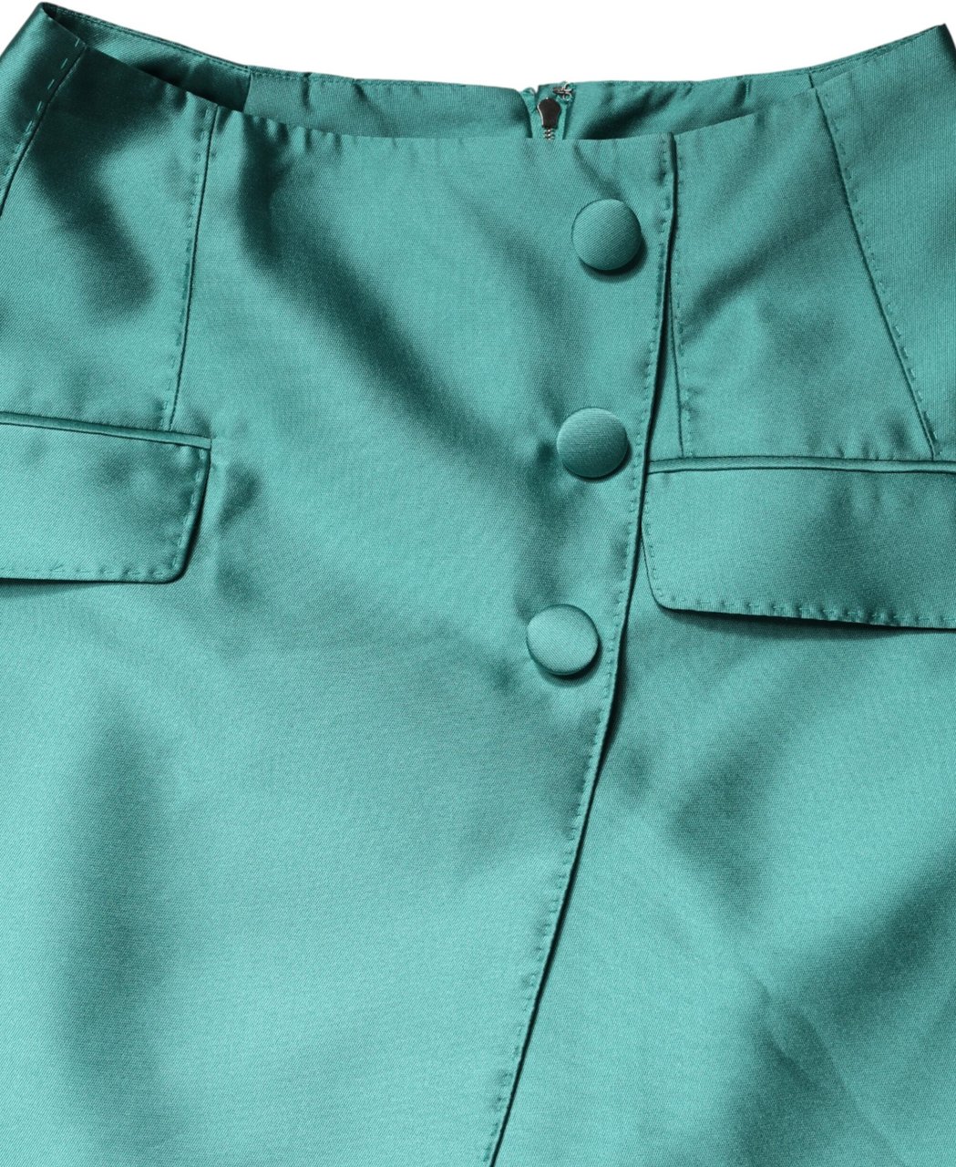 Dolce & Gabbana Green Polyester Button High Waist Mini Skirt Groen