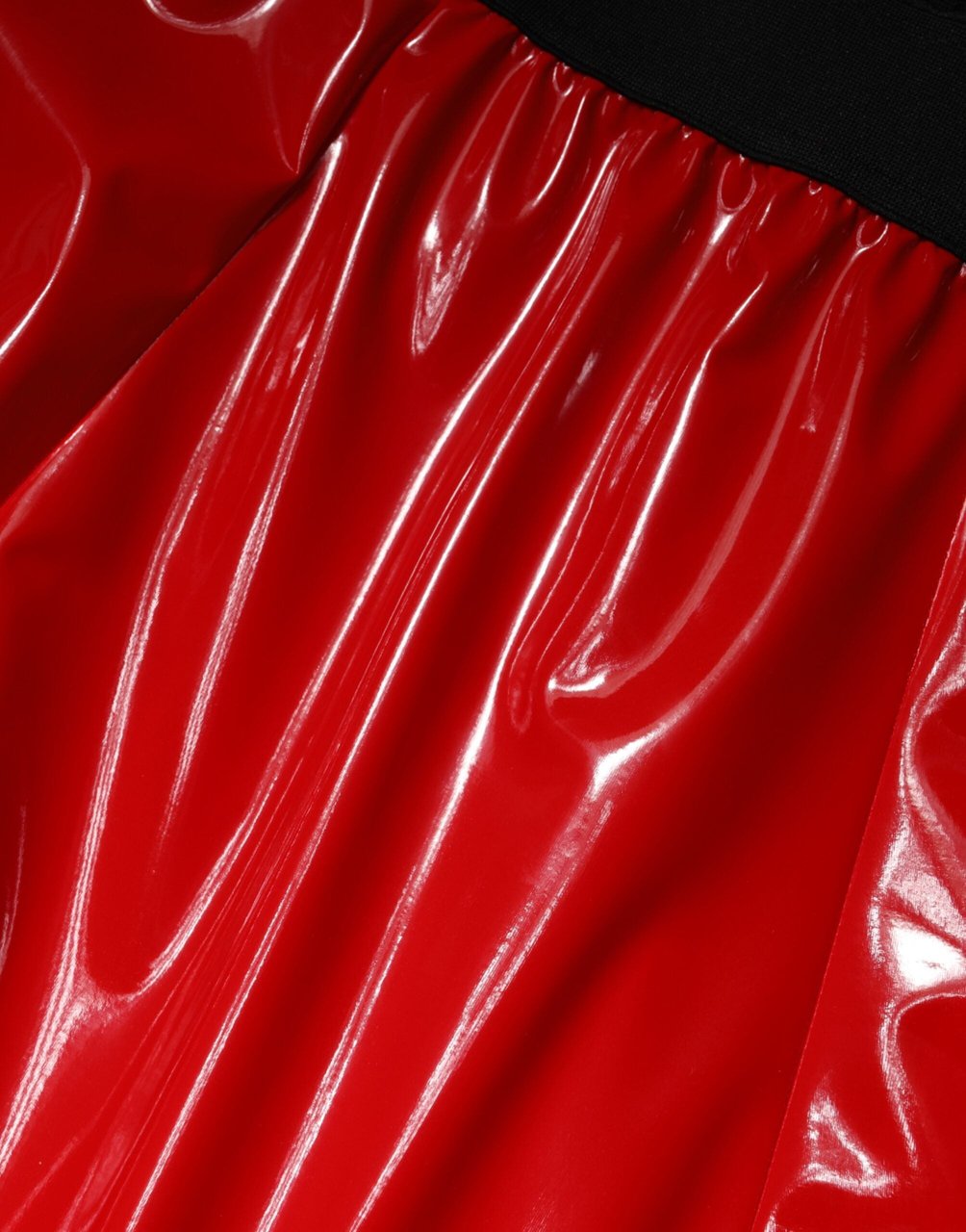 Dolce & Gabbana Glossy Red Polyester High Waist Midi Skirt Rood