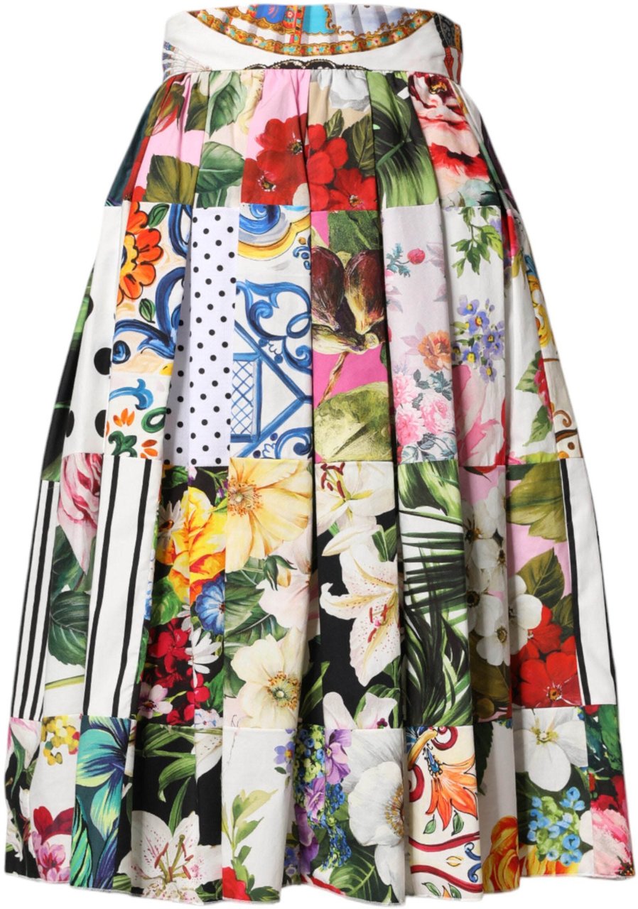 Dolce & Gabbana Multicolor Patchwork High Waist Midi Skirt Divers