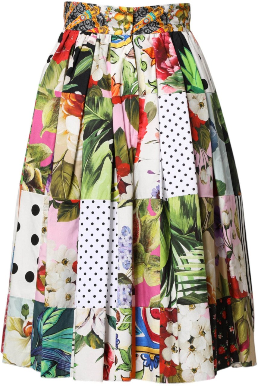 Dolce & Gabbana Multicolor Patchwork High Waist Midi Skirt Divers