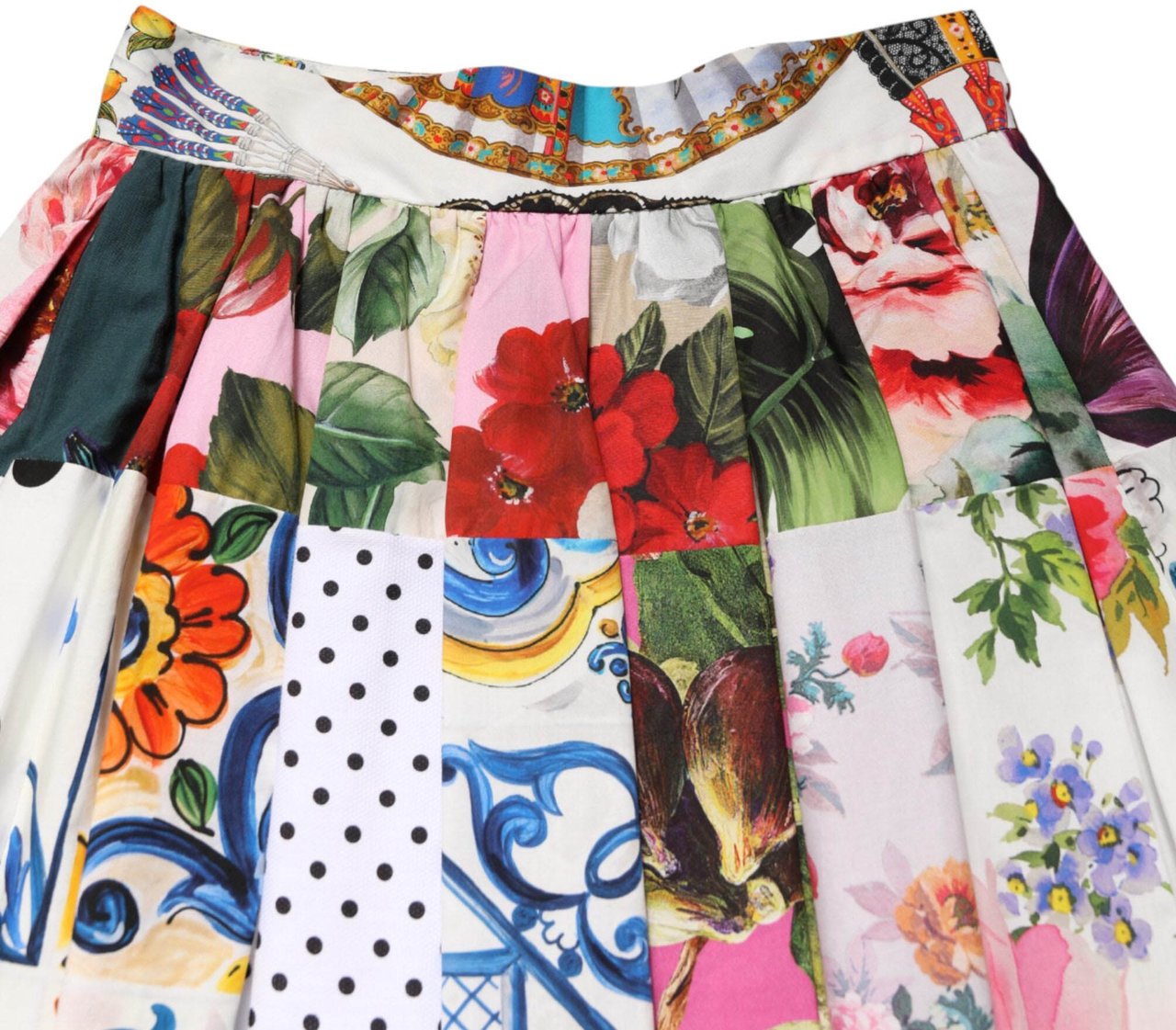 Dolce & Gabbana Multicolor Patchwork High Waist Midi Skirt Divers