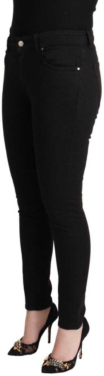 Dolce & Gabbana Black Cotton Mid Waist Denim Slim Fit Jeans Zwart
