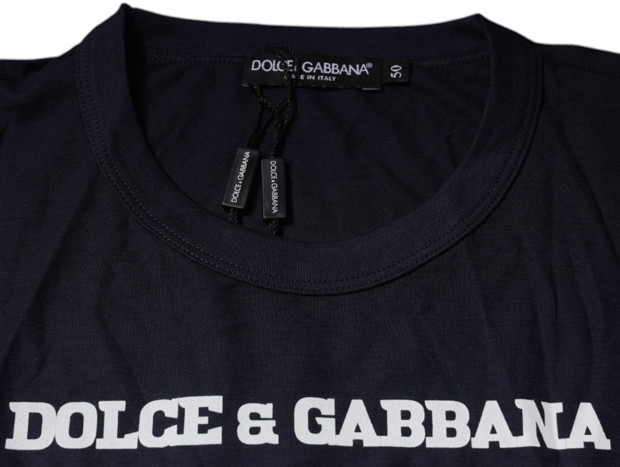 Dolce & Gabbana Blue D&G King Of Love Cotton Crew Neck T-shirt Blauw