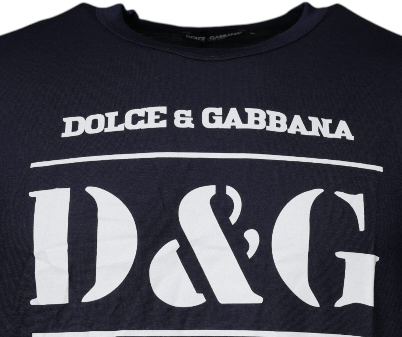 Dolce & Gabbana Blue D&G King Of Love Cotton Crew Neck T-shirt Blauw