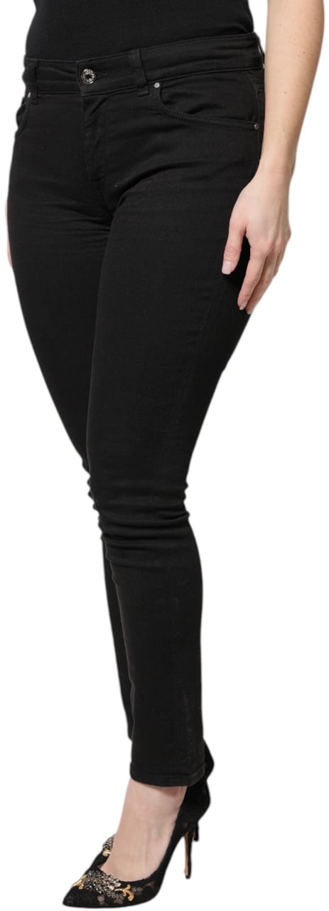 Dolce & Gabbana Black Cotton High Waist Skinny Denim Jeans Zwart