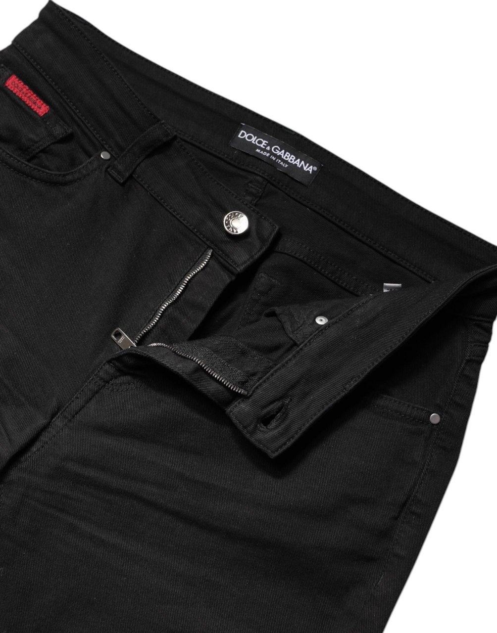 Dolce & Gabbana Black Cotton High Waist Skinny Denim Jeans Zwart