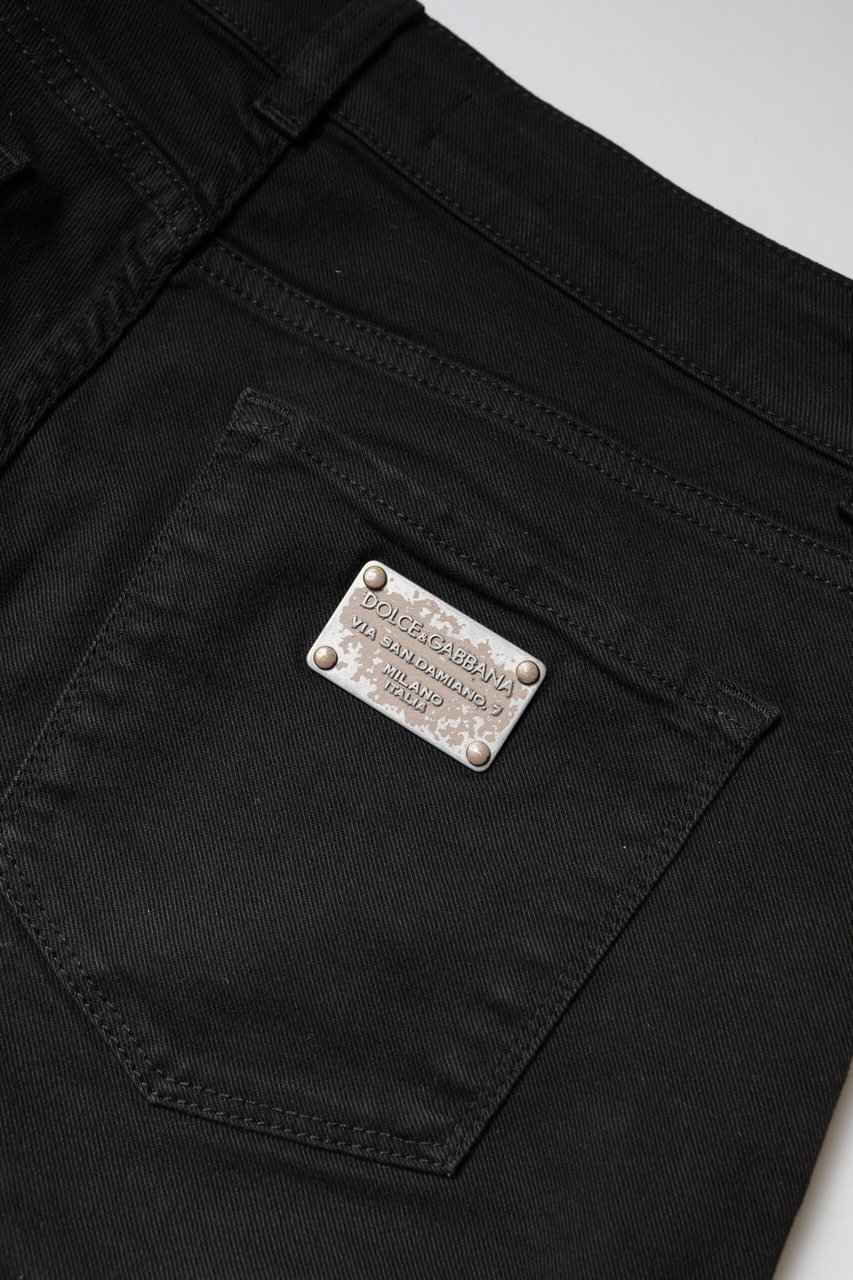 Dolce & Gabbana Black Cotton High Waist Skinny Denim Jeans Zwart