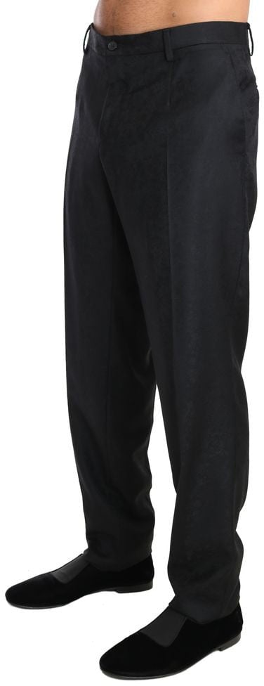 Dolce & Gabbana Gray Cotton Dress Pants Grijs