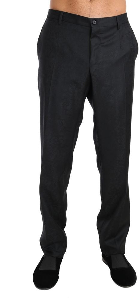 Dolce & Gabbana Gray Cotton Dress Pants Grijs