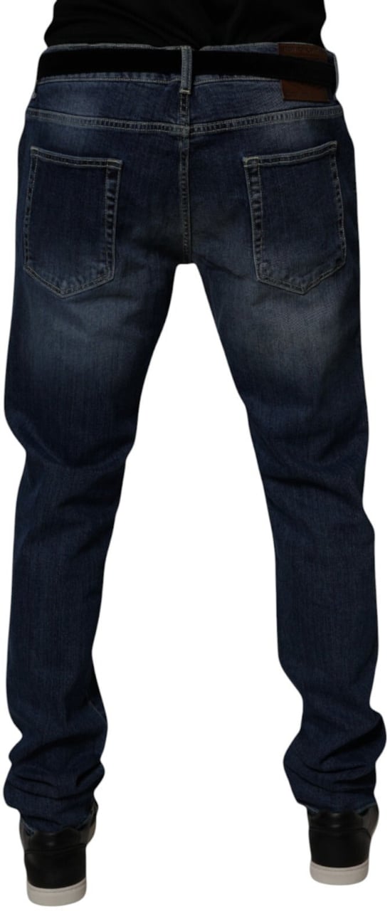 Dolce & Gabbana Blue Washed Cotton Stretch SkinnyDenim Jeans Blauw