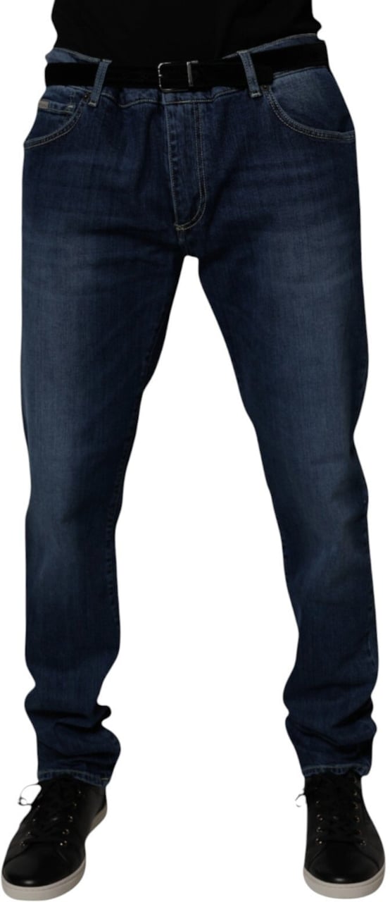 Dolce & Gabbana Blue Washed Cotton Stretch SkinnyDenim Jeans Blauw