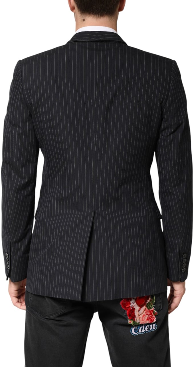Dolce & Gabbana Black Stripes 1 Button Suit Jacket Blazer Zwart