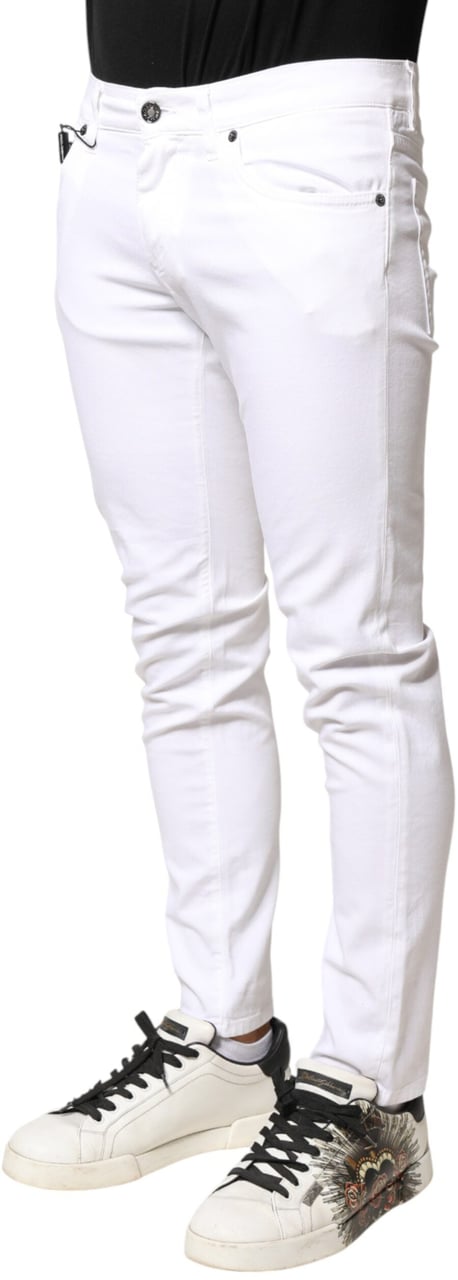 Dolce & Gabbana White Cotton Stretch Skinny Denim Men Jeans Wit