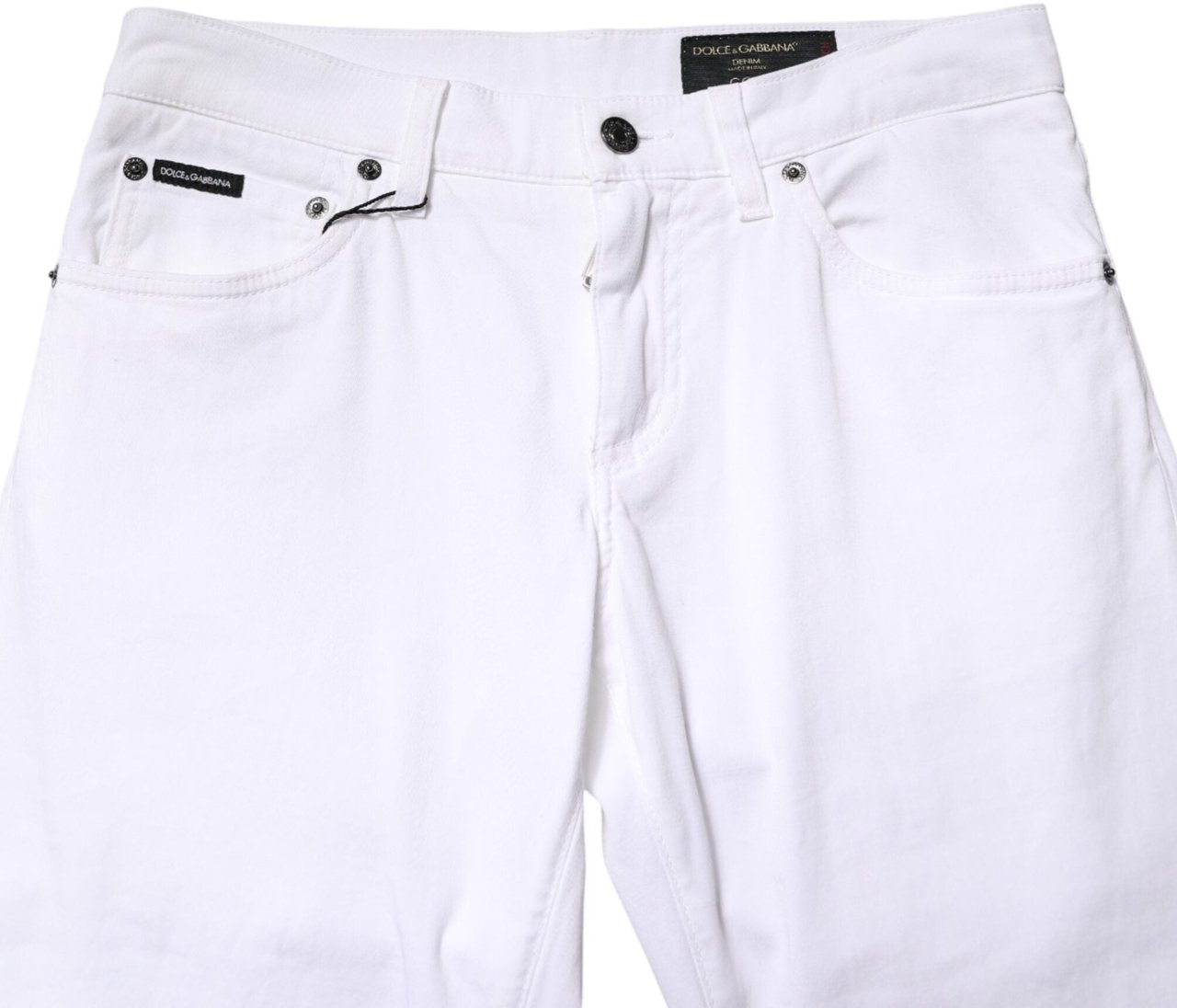 Dolce & Gabbana White Cotton Stretch Skinny Denim Men Jeans Wit