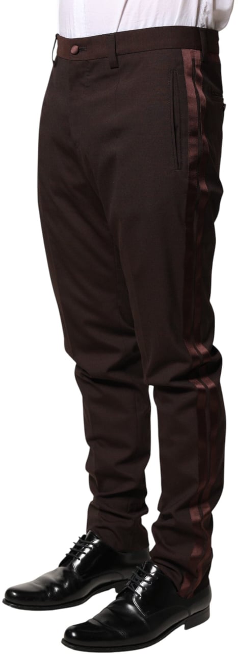 Dolce & Gabbana Brown Polyester Men Dress Trousers Pants Bruin