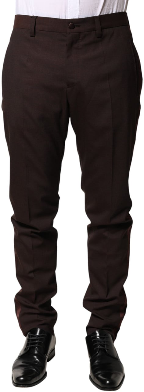 Dolce & Gabbana Brown Polyester Men Dress Trousers Pants Bruin