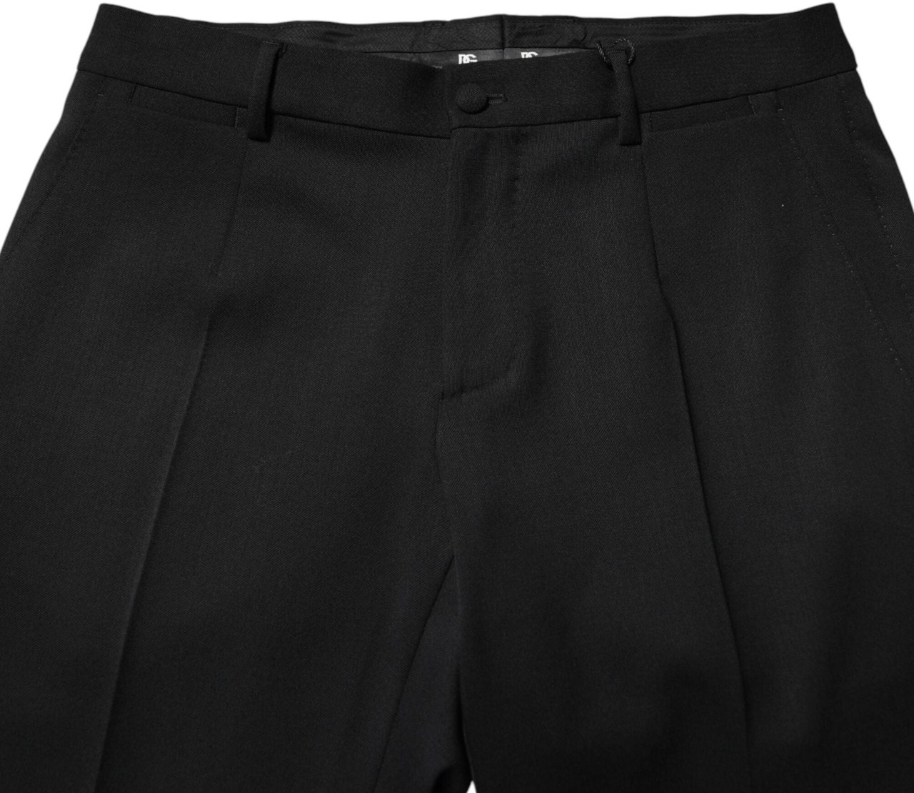 Dolce & Gabbana Black Wool Mid Waist Men Dress Trousers Pants Zwart