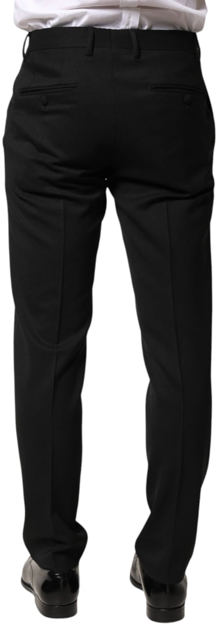 Dolce & Gabbana Black Wool Mid Waist Men Dress Trousers Pants Zwart