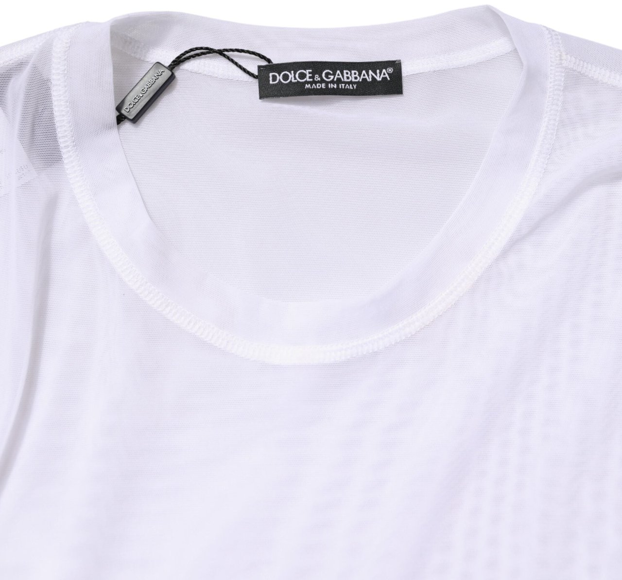 Dolce & Gabbana White Nylon Long Sleeves Crewneck T-Shirt Wit