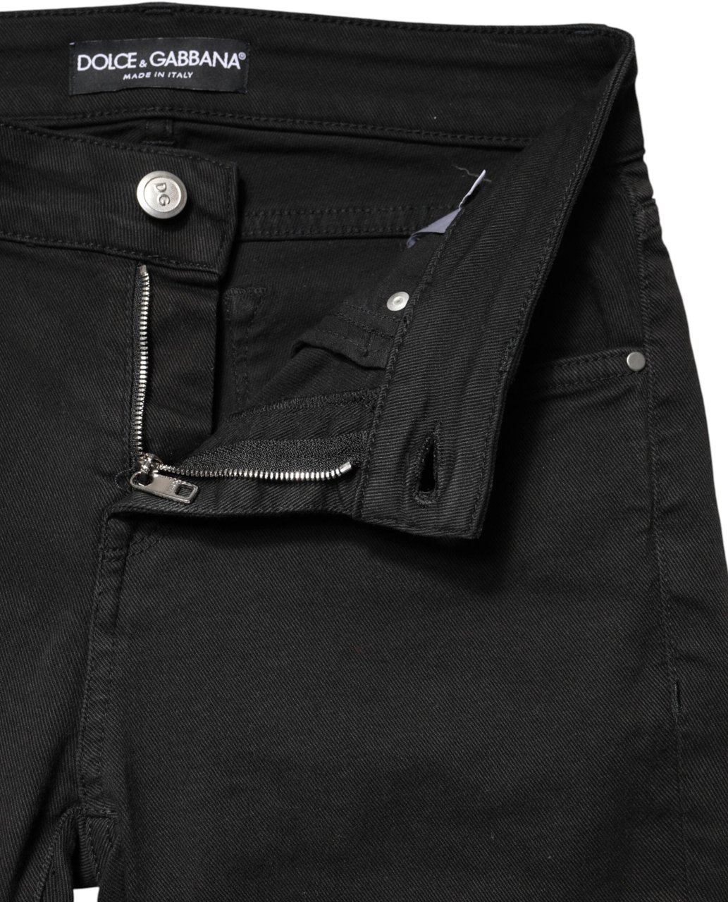 Dolce & Gabbana Black Cotton Stretch Skinny Denim Jeans Zwart