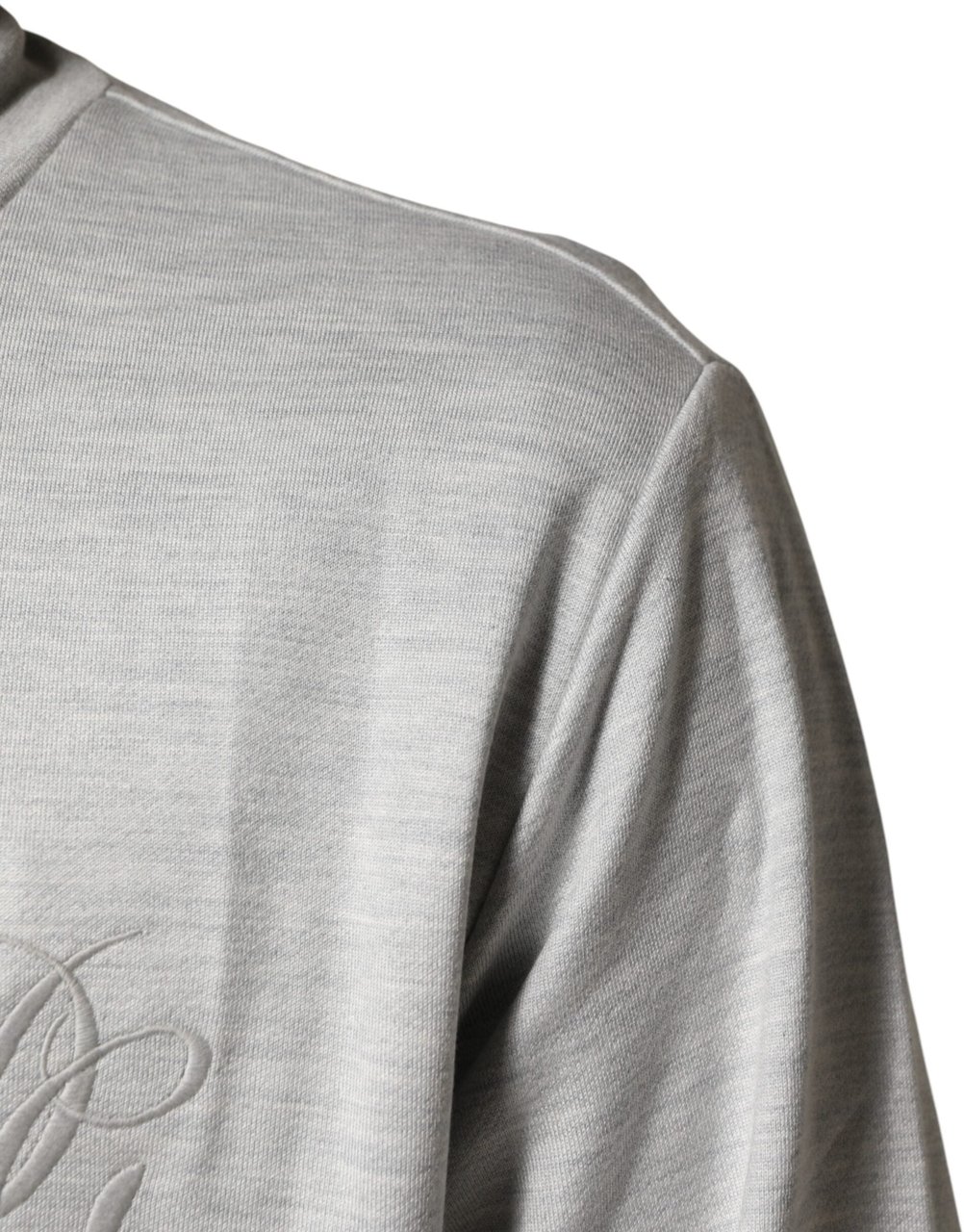 Dolce & Gabbana Light Gray Cotton Zipped Cardigan Sweater Grijs