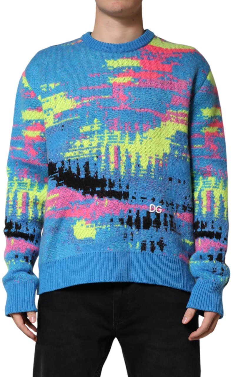 Dolce & Gabbana Multicolor Men Crew Neck Pullover Sweater Divers