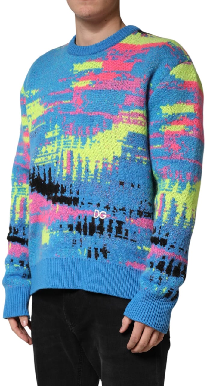 Dolce & Gabbana Multicolor Men Crew Neck Pullover Sweater Divers