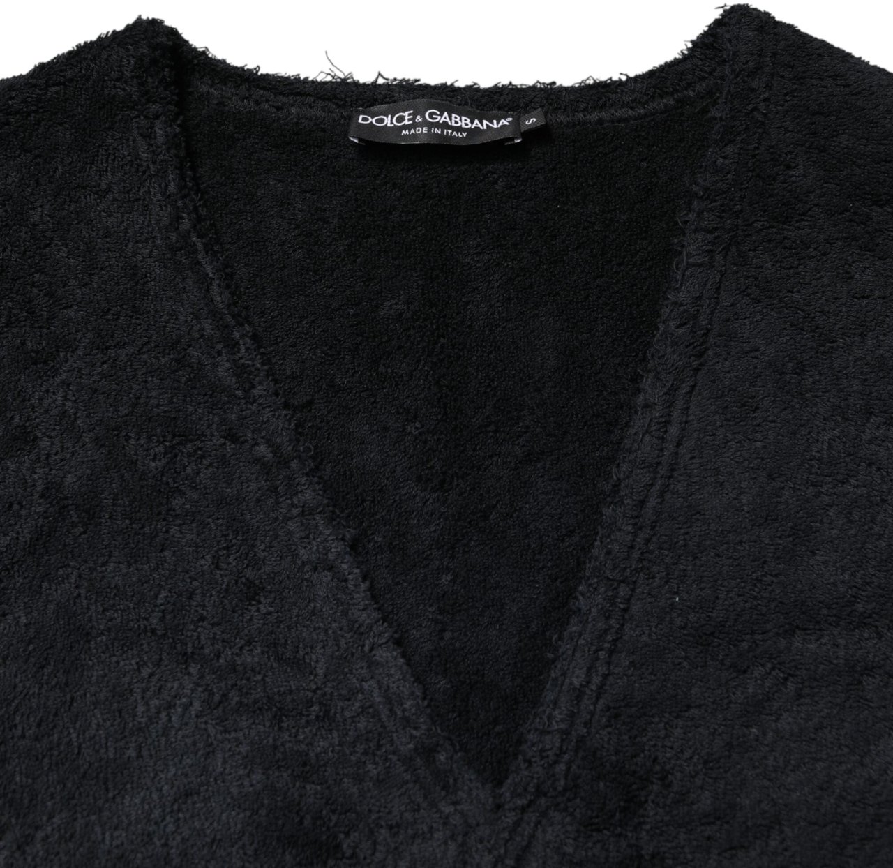 Dolce & Gabbana Black Cotton V-Neck Men Sweatshirt Sweater Zwart