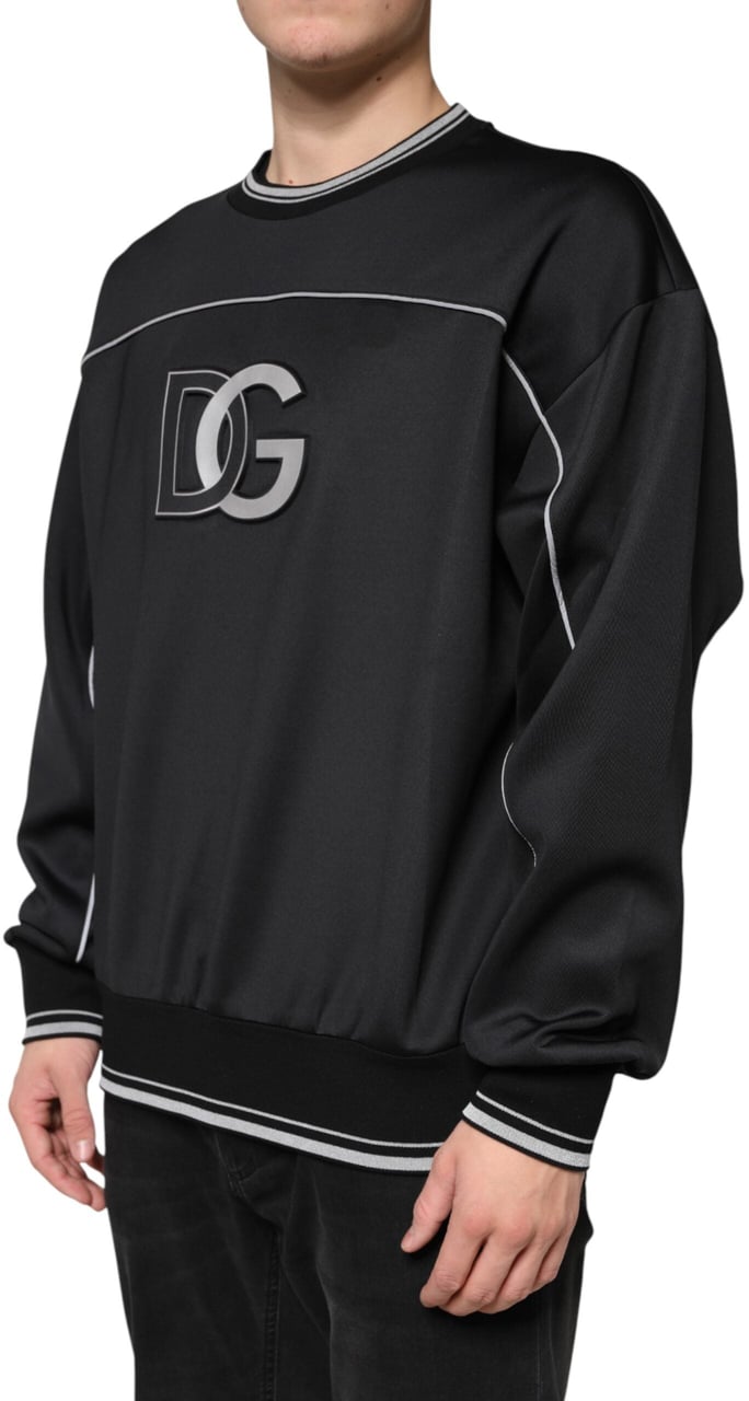 Dolce & Gabbana Black DG Logo Crew Neck Sweatshirt Sweater Zwart