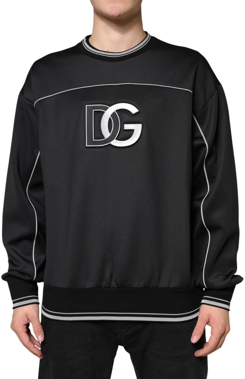 Dolce & Gabbana Black DG Logo Crew Neck Sweatshirt Sweater Zwart