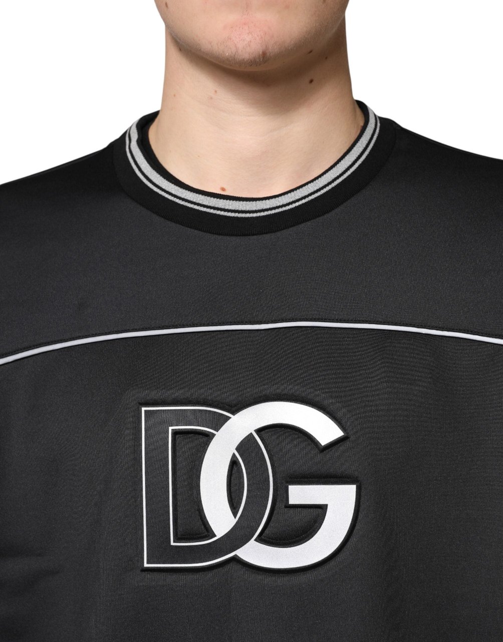 Dolce & Gabbana Black DG Logo Crew Neck Sweatshirt Sweater Zwart