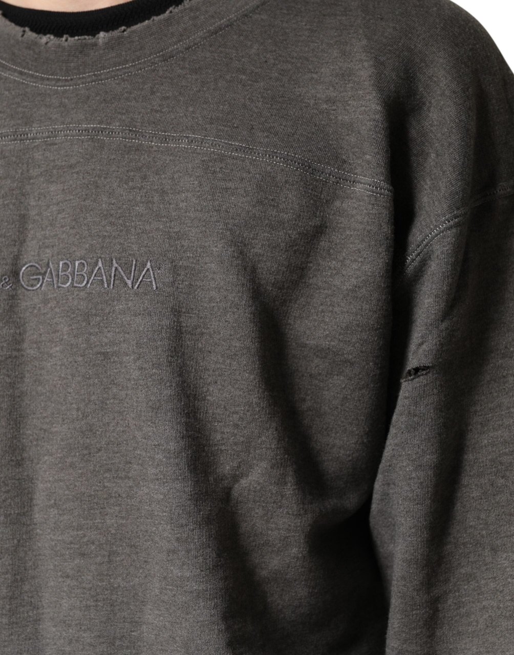Dolce & Gabbana Gray Cotton Crew Neck Men Sweatshirt Sweater Grijs