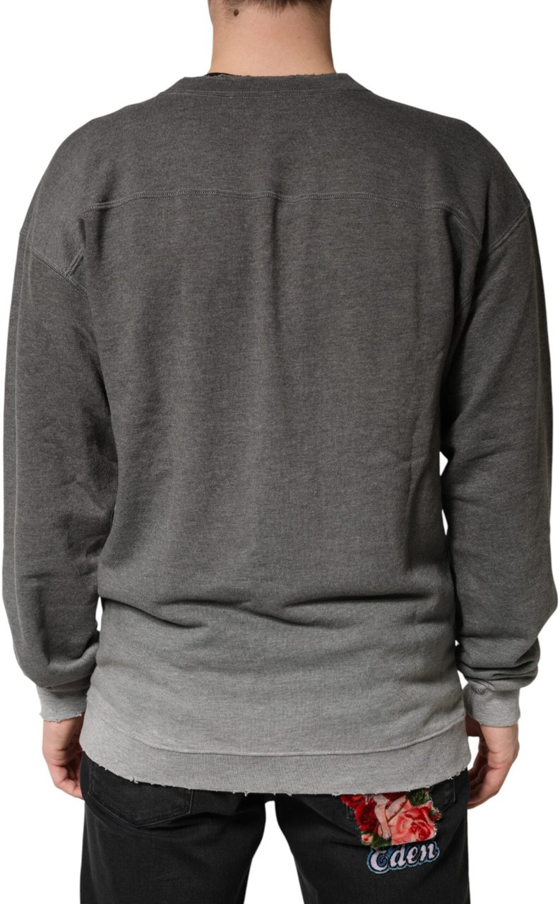Dolce & Gabbana Gray Cotton Crew Neck Men Sweatshirt Sweater Grijs