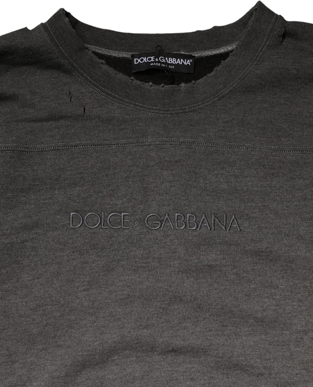 Dolce & Gabbana Gray Cotton Crew Neck Men Sweatshirt Sweater Grijs