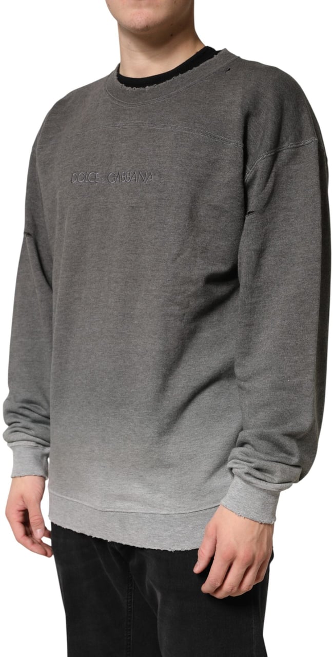 Dolce & Gabbana Gray Cotton Crew Neck Men Sweatshirt Sweater Grijs