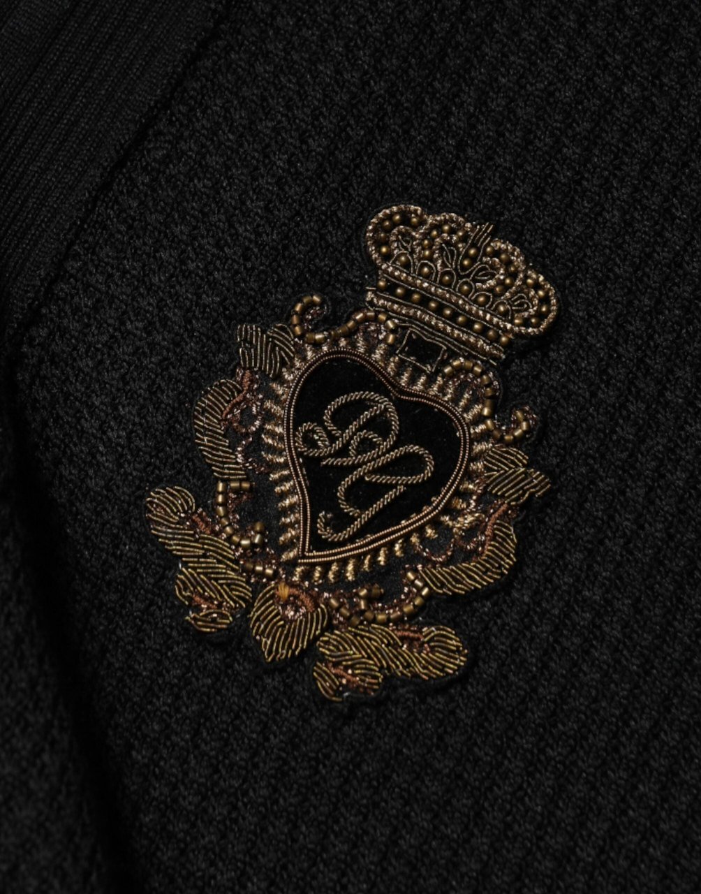 Dolce & Gabbana Black Crest Long Sleeve Men Pullover Sweater Zwart