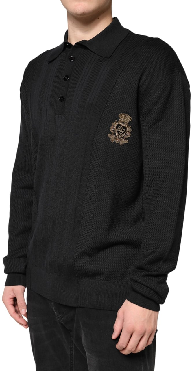 Dolce & Gabbana Black Crest Long Sleeve Men Pullover Sweater Zwart