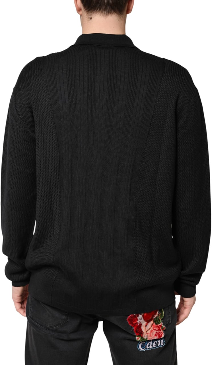 Dolce & Gabbana Black Crest Long Sleeve Men Pullover Sweater Zwart
