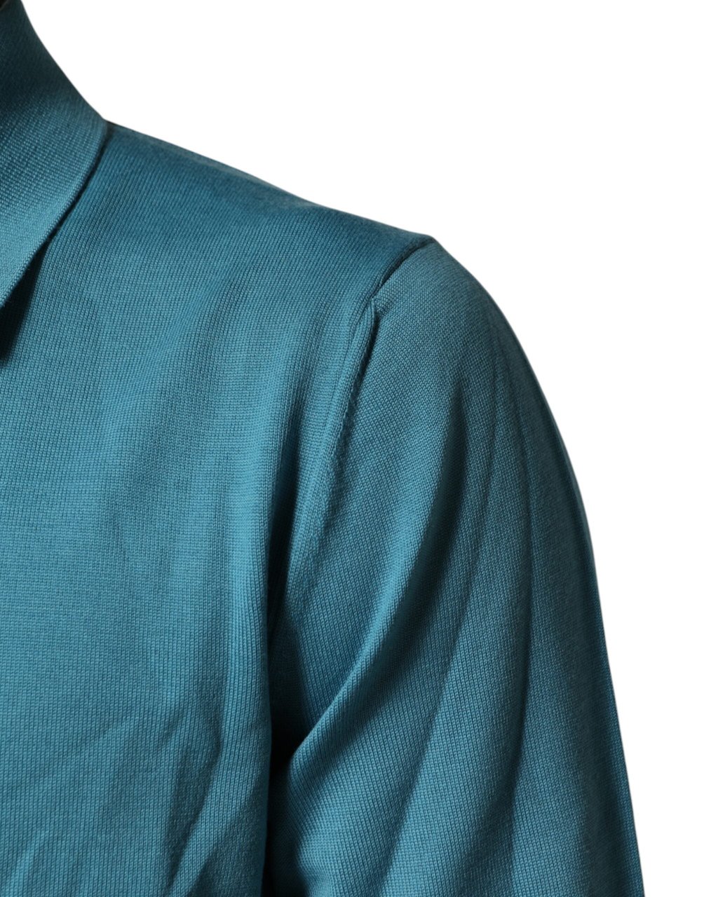 Dolce & Gabbana Teal Wool Collared Polo Pullover Sweater Groen