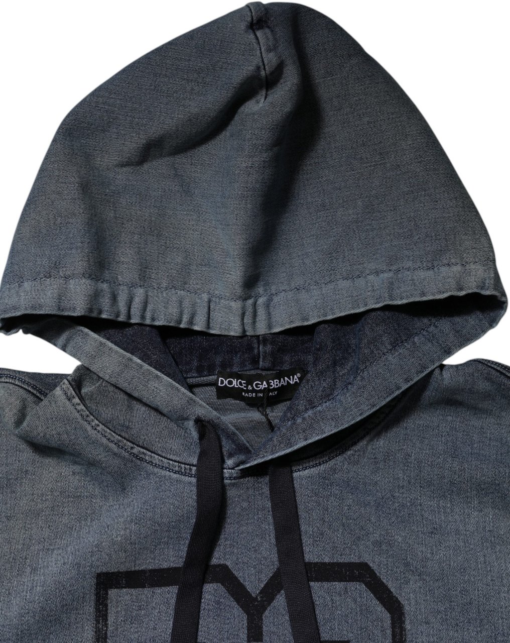 Dolce & Gabbana Blue Cotton Blend Hooded Sweatshirt Sweater Blauw