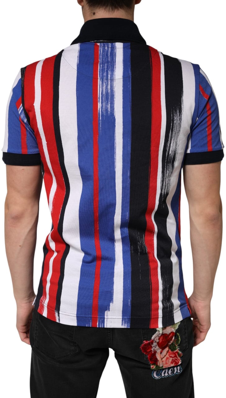 Dolce & Gabbana Multicolor Stripes Cotton Men Polo T-shirt Divers
