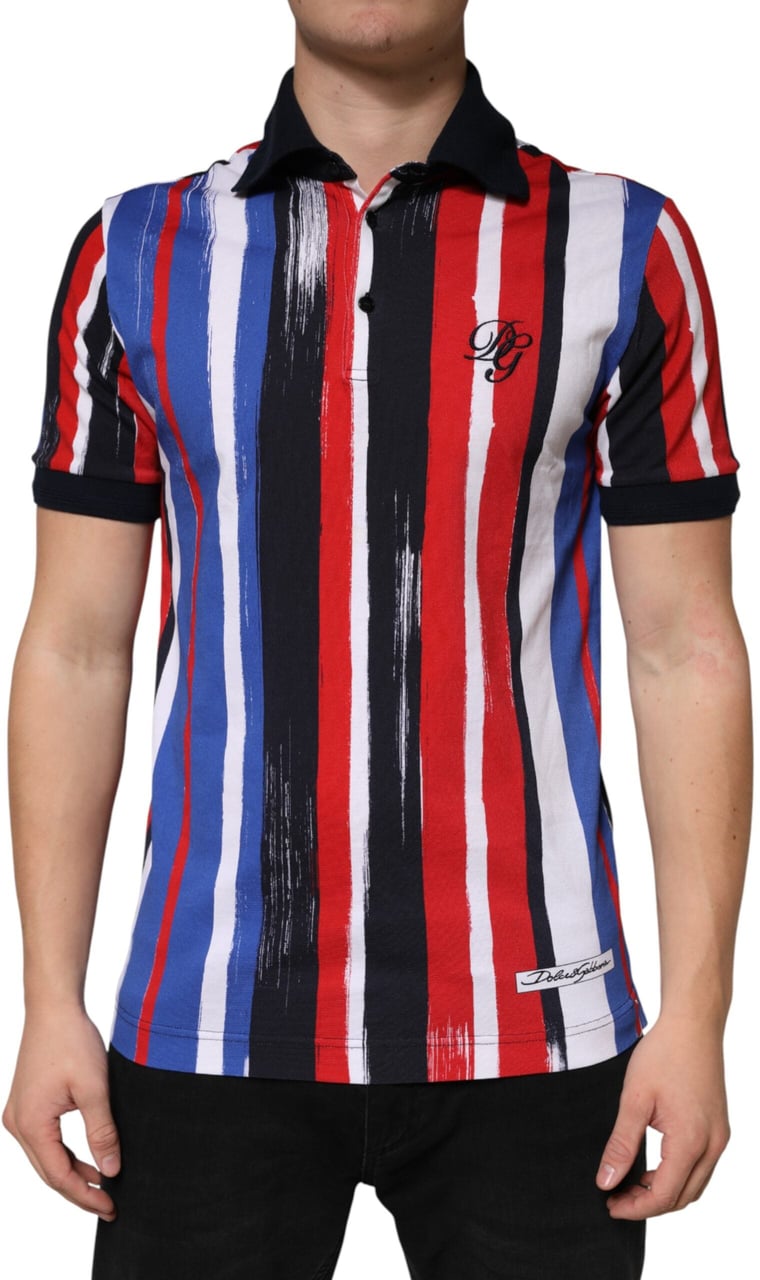 Dolce & Gabbana Multicolor Stripes Cotton Men Polo T-shirt Divers