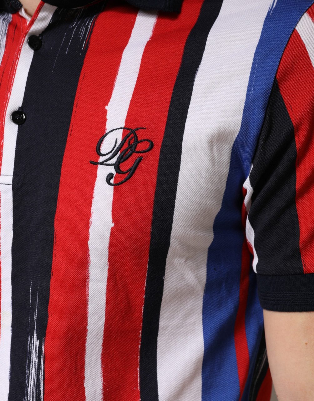 Dolce & Gabbana Multicolor Stripes Cotton Men Polo T-shirt Divers