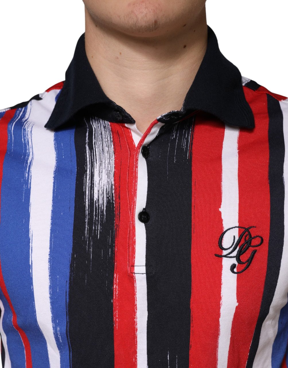 Dolce & Gabbana Multicolor Stripes Cotton Men Polo T-shirt Divers
