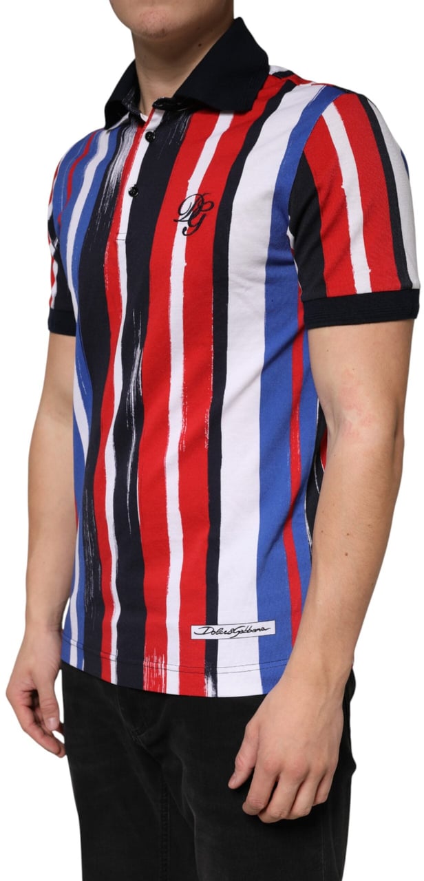 Dolce & Gabbana Multicolor Stripes Cotton Men Polo T-shirt Divers
