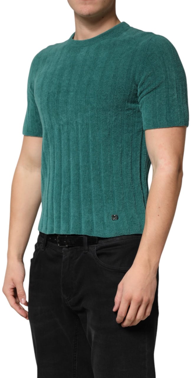 Dolce & Gabbana Dark Green Cotton Blend Men Crew Neck T-shirt Donkergroen