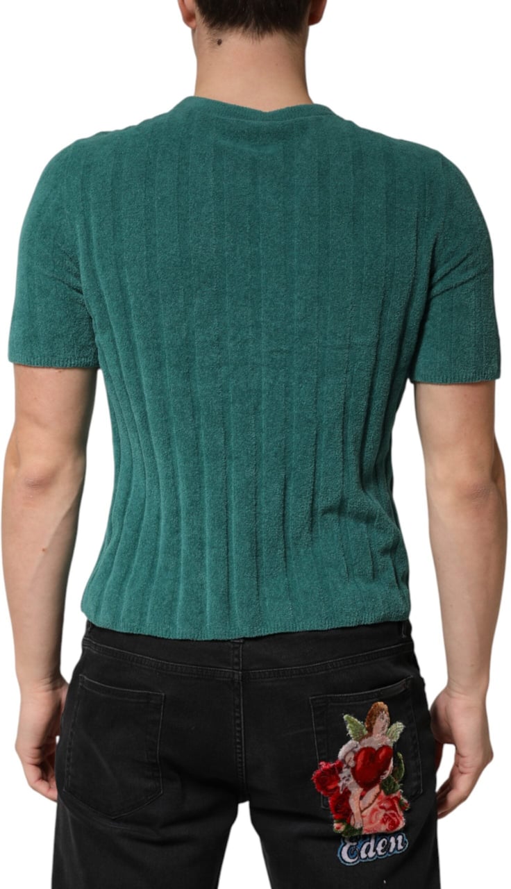 Dolce & Gabbana Dark Green Cotton Blend Men Crew Neck T-shirt Donkergroen