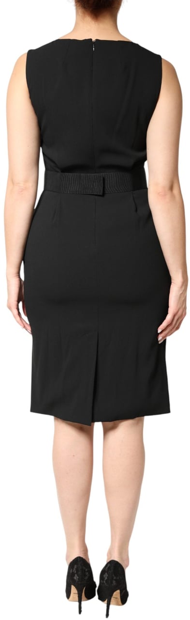 Dolce & Gabbana Black Sleeveless Sheath Knee Length Dress Zwart