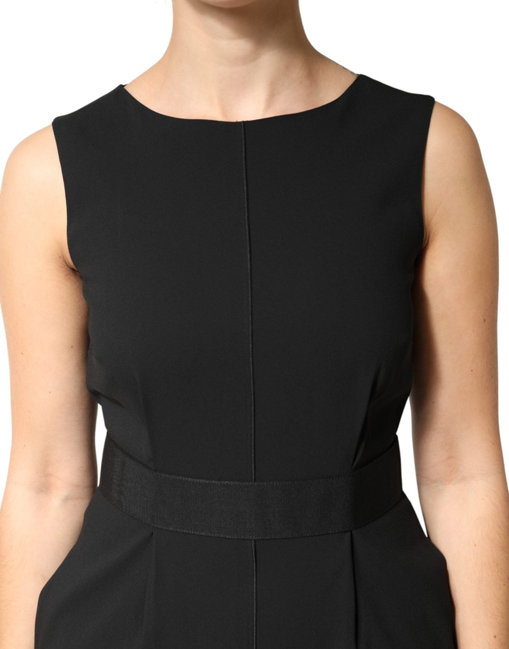 Dolce & Gabbana Black Sleeveless Sheath Knee Length Dress Zwart