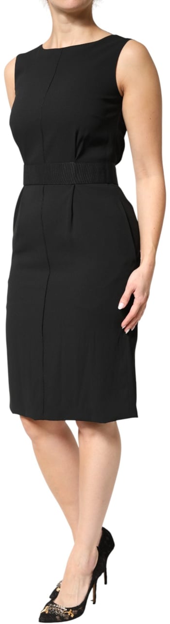Dolce & Gabbana Black Sleeveless Sheath Knee Length Dress Zwart